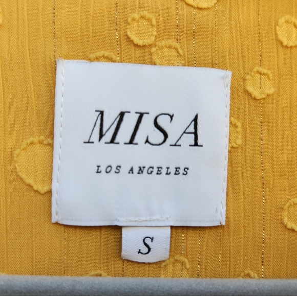 MISA Los Angeles Lilian Saffron Ruffle Clip Dot Mini Dress - Picture 10 of 12